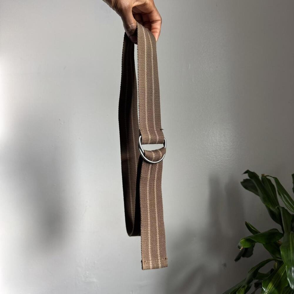 Vintage unisex brown canvas D-ring belt - Picture 2 of 3